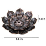Fleur de Lotus Brûleur d’encens porte-bâton en métal effet bronze bouddhiste - Réduction 30% 6