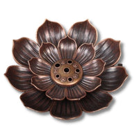 Fleur de Lotus Brûleur d’encens porte-bâton en métal effet bronze bouddhiste - Réduction 30% 1