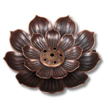 Fleur de Lotus Brûleur d’encens porte-bâton en métal effet bronze bouddhiste - Réduction 10% 1