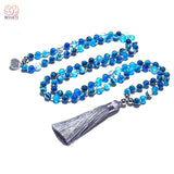 Collier de méditation Japamala en agate bleue: Paix et sérénité intérieures - 3