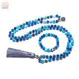 Collier de méditation Japamala en agate bleue: Paix et sérénité intérieures - Ensemble 40% réduction 1