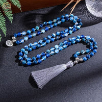 Collier de méditation Japamala en agate bleue: Paix et sérénité intérieures - 4