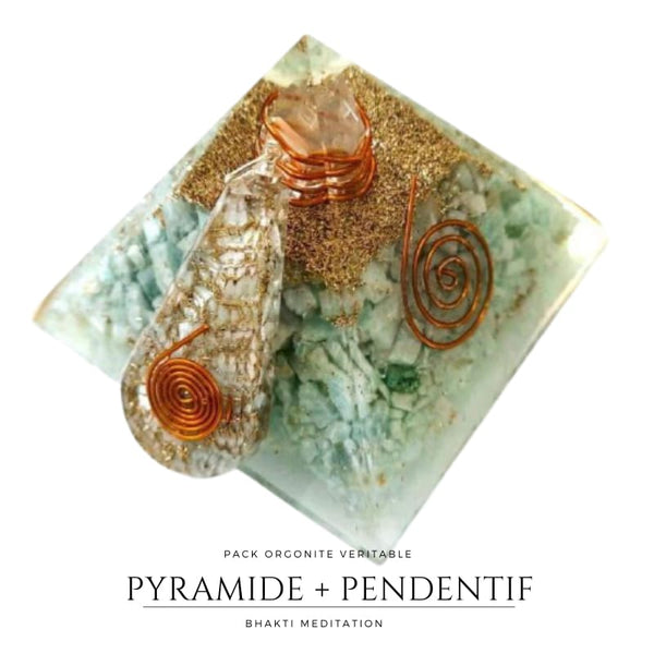 Pack Orgonite Amazonite Pyramide + Pendentif ’PROSPERITE’ - 30% de réduction 1