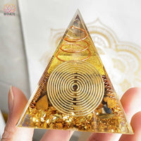 Pyramide d’orgone dorée §CM et planche 7 chakras en bois énergie de guérison: NARESH - Réduction 25% 3