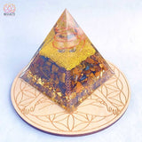 Pyramide d’orgone dorée §CM et planche 7 chakras en bois énergie de guérison: NARESH - Réduction 40% 5