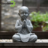 Statuette jeune moine bouddhiste en position assise décoration de Jardin Zen. - 1