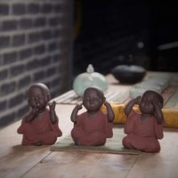 Statuettes 3 Moines bouddhistes - 10x5cm - Réduction de 30% 1