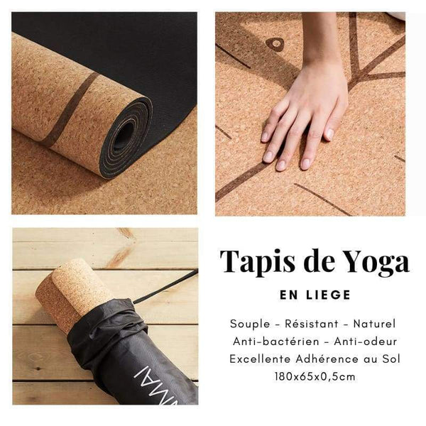DIFFUSION 603728 Tapis de fitness yoga en liège antidérapant - 183 x 61 cm