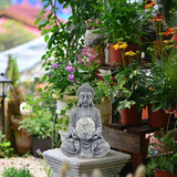 Statuette de bouddha avec boule verre craquelée Sculpte la lumière solaire décoration zen d’extérieur ou d’intérieur. - 45% réduction 3