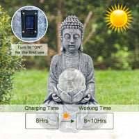 Statuette de bouddha avec boule verre craquelée Sculpte la lumière solaire décoration zen d’extérieur ou d’intérieur. - 45% réduction 6