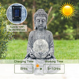 Statuette de bouddha avec boule verre craquelée Sculpte la lumière solaire décoration zen d’extérieur ou d’intérieur. - Réduction 30% 6