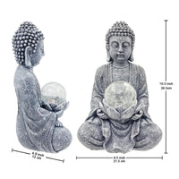 Statuette de bouddha avec boule verre craquelée Sculpte la lumière solaire décoration zen d’extérieur ou d’intérieur. - 45% réduction 2
