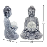 Statuette de bouddha avec boule verre craquelée Sculpte la lumière solaire décoration zen d’extérieur ou d’intérieur. - Réduction 45% 2