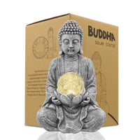 Statuette de bouddha avec boule verre craquelée Sculpte la lumière solaire décoration zen d’extérieur ou d’intérieur. - 45% réduction 4