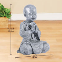Statuette jeune moine bouddhiste en position assise décoration de Jardin Zen. - 5