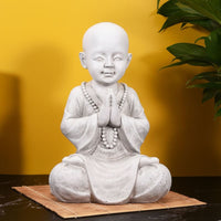 Statuette jeune moine bouddhiste en position assise décoration de Jardin Zen. - 3