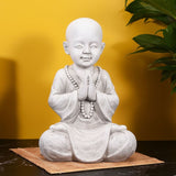Statuette jeune moine bouddhiste en position assise décoration de Jardin Zen. - 3