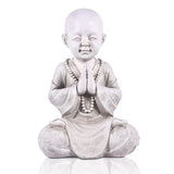 Statuette jeune moine bouddhiste en position assise décoration de Jardin Zen. - White - Réduction 45% 7