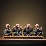 Statuette de petit moine Novice Yoga décoration maison - ABCD + Banc - 3